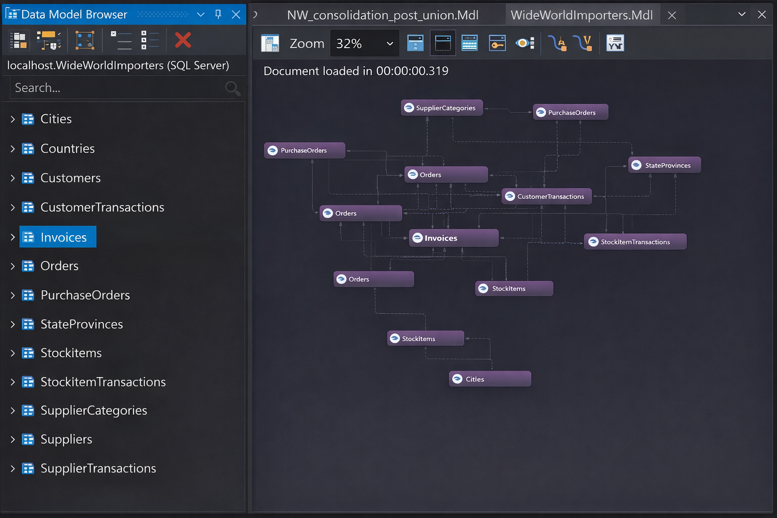 Visual data modeling interface with drag-and-drop schema design